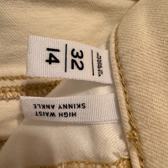 Loft Cream Button Front High Waist Skinny Ankle Jeans Sz 32/14 - Picture 4 of 11